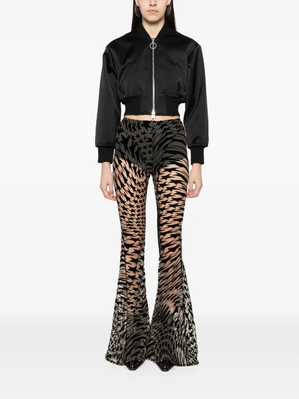 Mugler star print Mesh Flared Trousers Farfetch