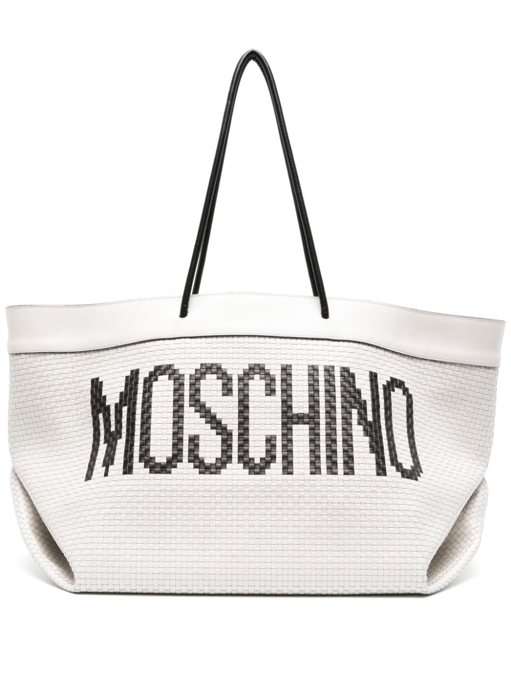 Moschino Interwoven Leather Shoulder Bag In White