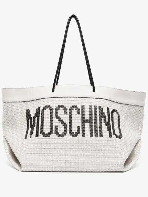 Moschino logo-print interwoven tote bag