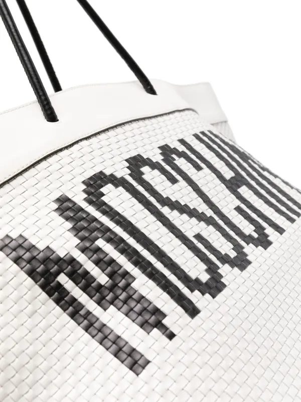 Moschino logo-print Interwoven Tote Bag | White | FARFETCH