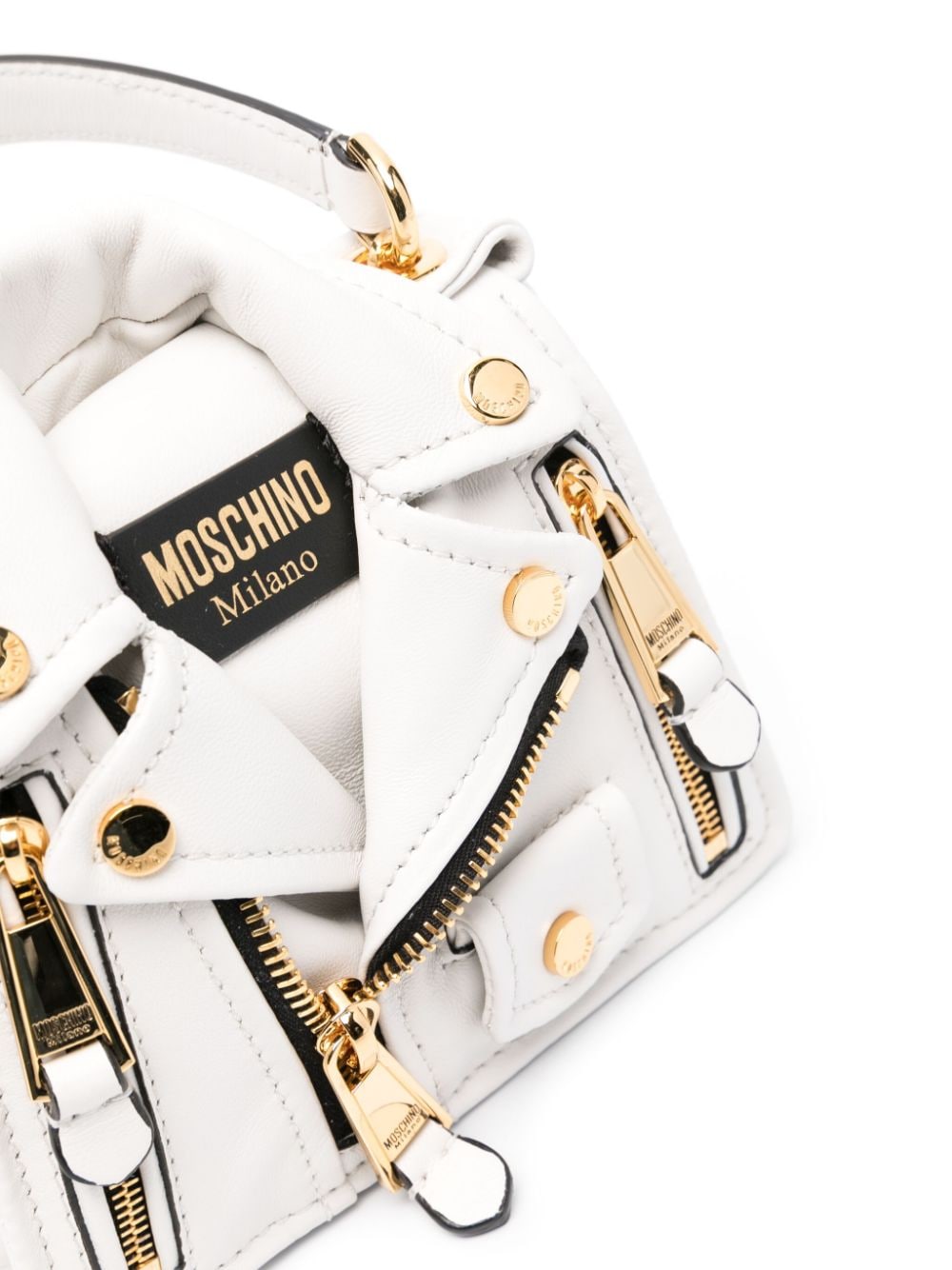 Shop Moschino Logo-patch Leather Tote Bag In White