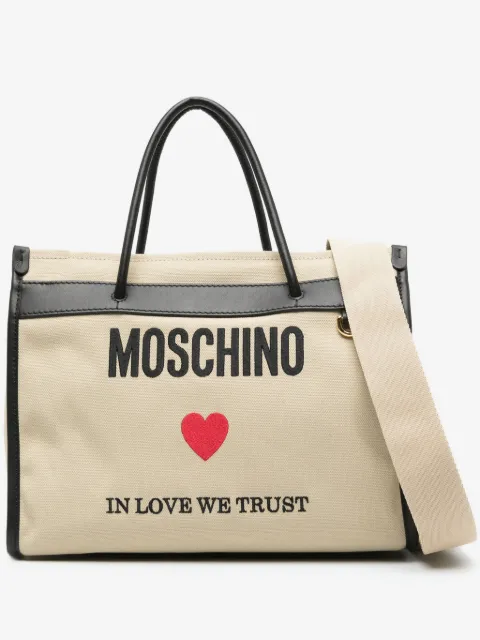 Moschino logo-embroidered canvas tote bag