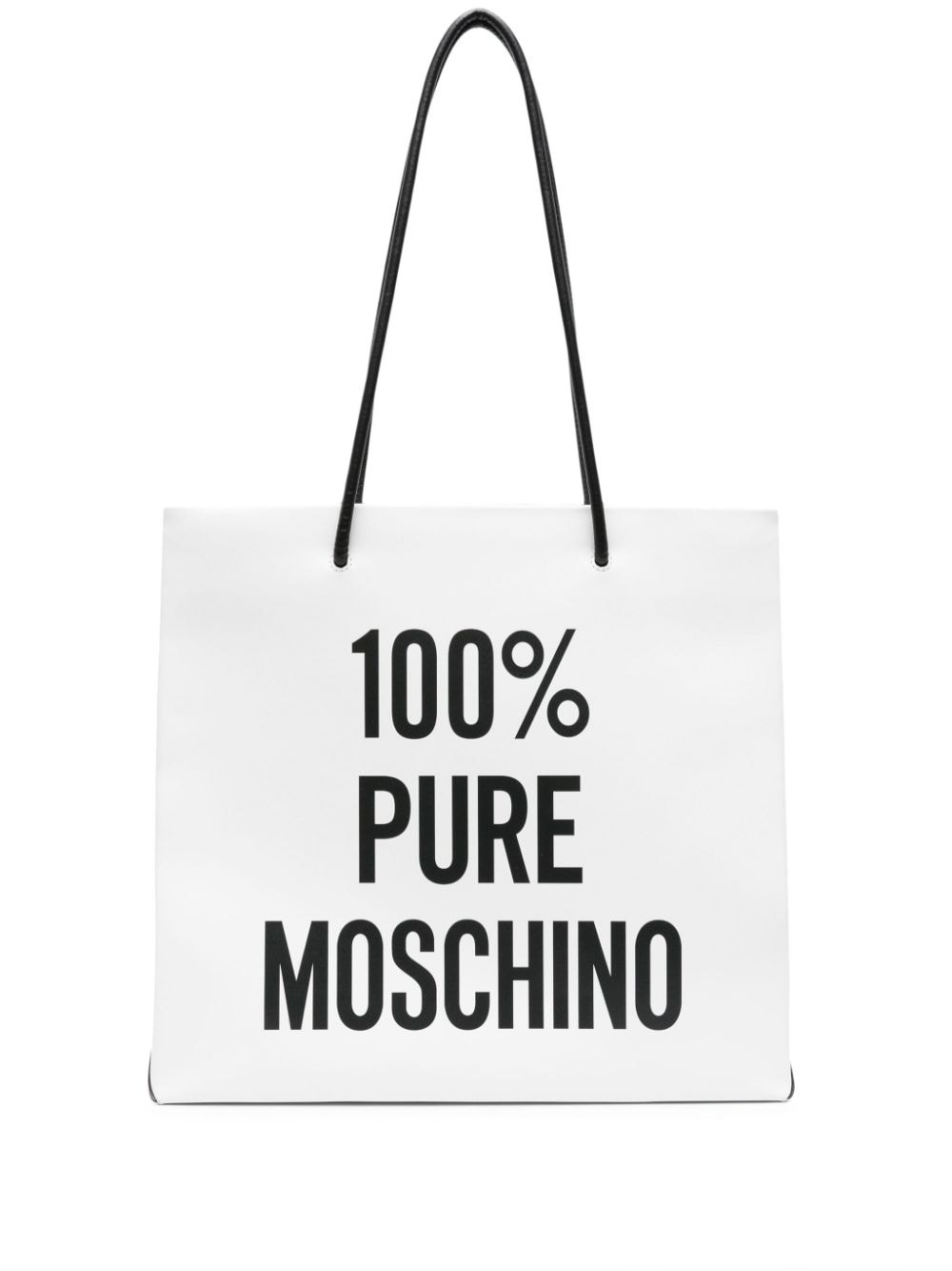 Shop Moschino Logo-print Leather Tote Bag In Weiss