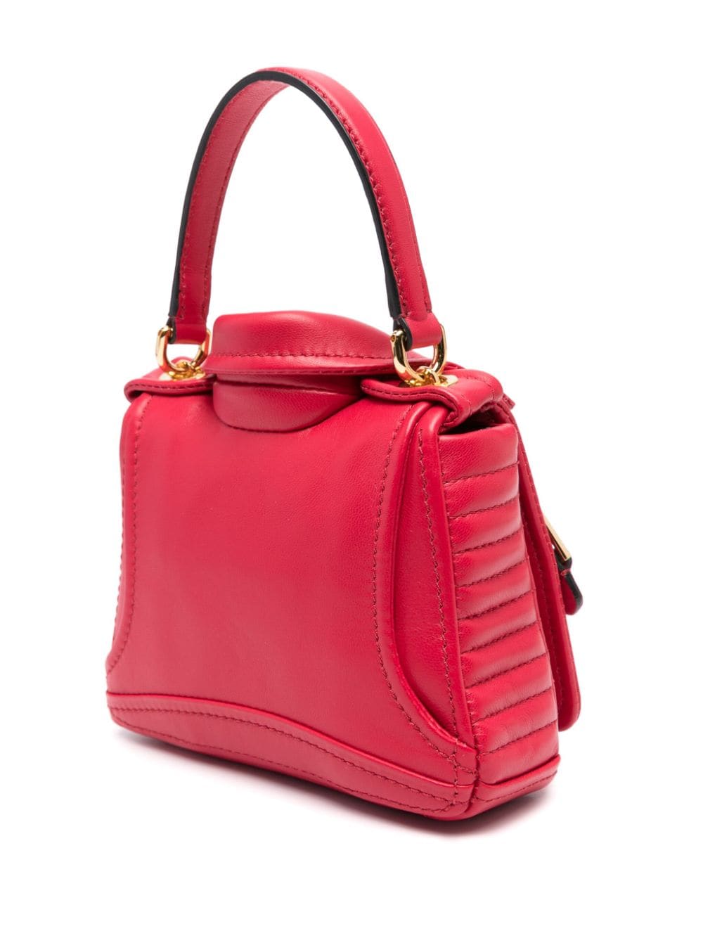 Shop Moschino Logo-patch Leather Tote Bag In Red