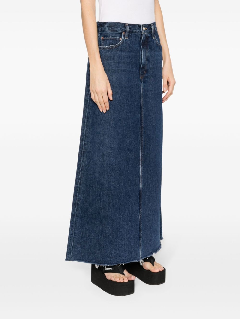 Shop Agolde Hilla A-line Denim Maxi Skirt In Blue