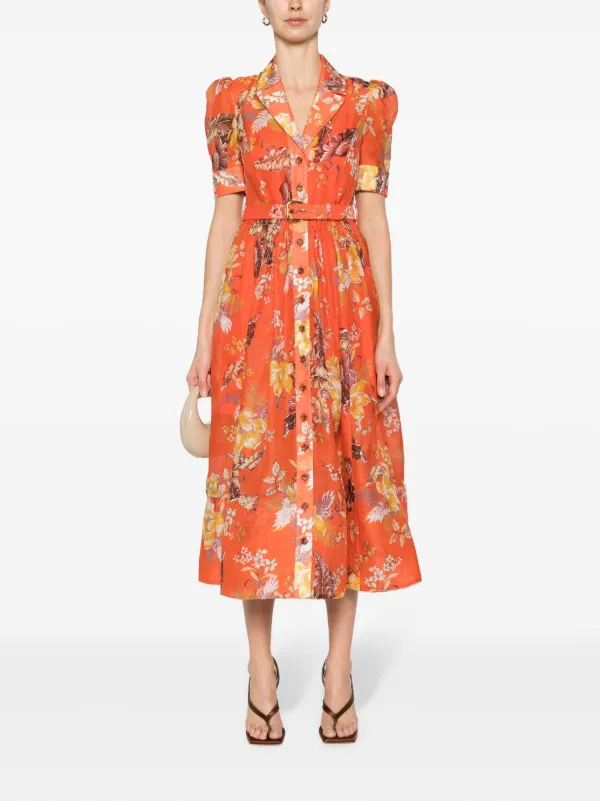 open lace back dress Zimmermann High Tide Picnic Dress Citrus Ikat Floral main image 1