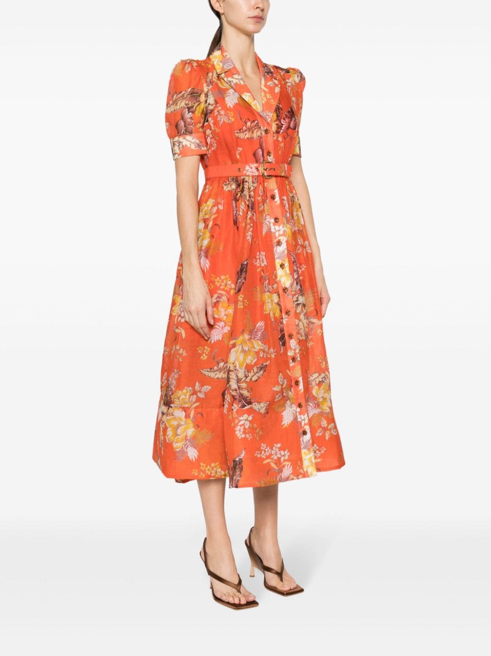 ZIMMERMANN Matchmaker midi-jurk met bloemenprint Oranje