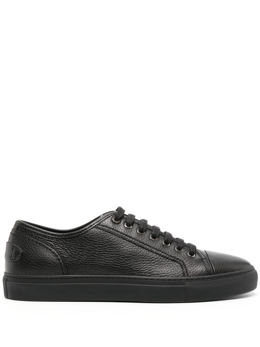 Brioni Pebbled Leather Sneakers In Black