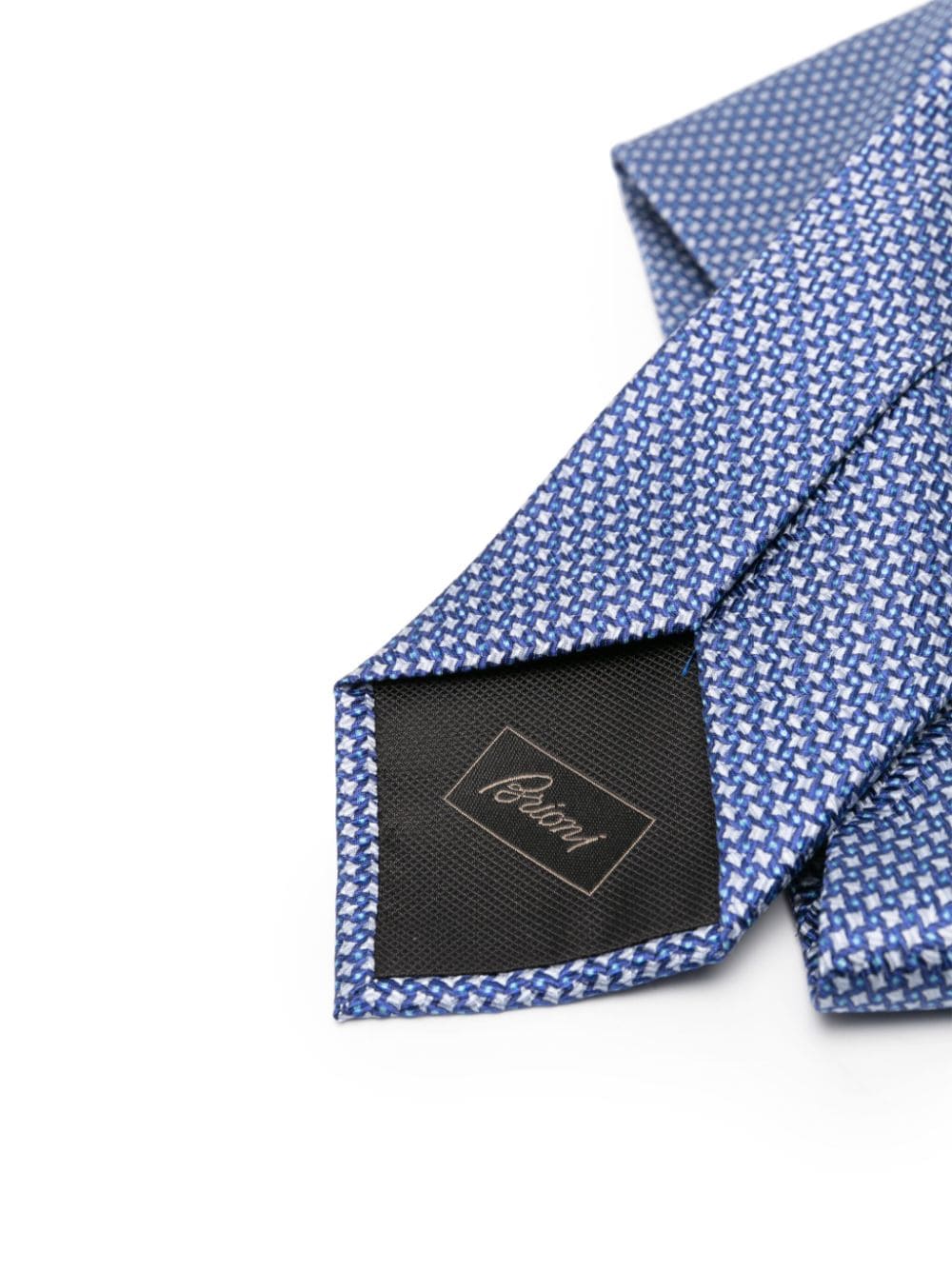 Brioni geometric-print silk tie - Blauw