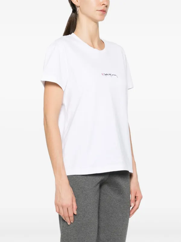 Tシャツ・カットソー Stella McCartney White cotton t-shirt (6021463SPW67 9000) Stella McCartney logo-embroidered Cotton T-shirt | White