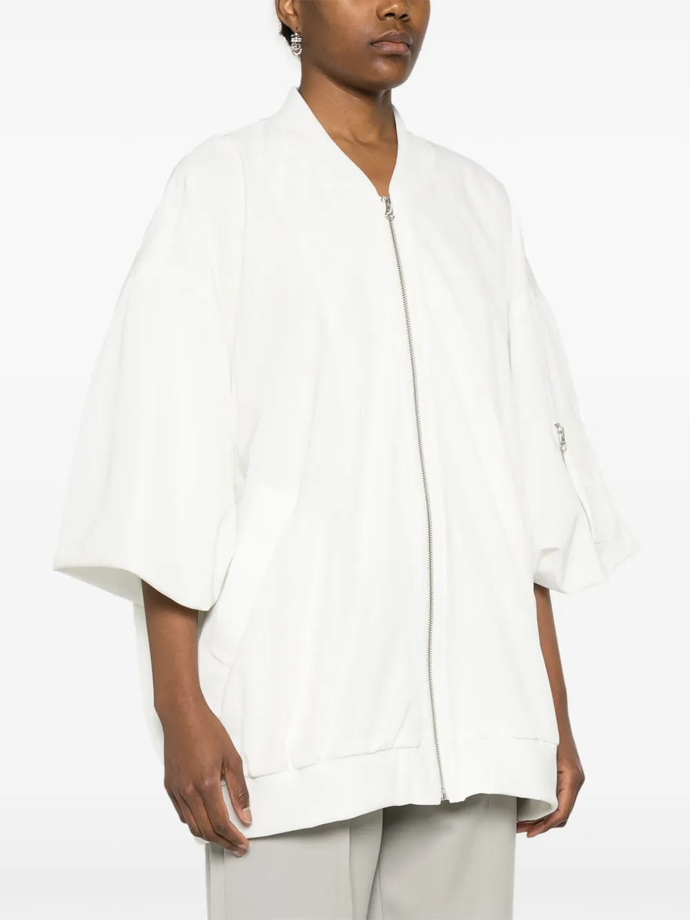 Shop Mm6 Maison Margiela Short-sleeve Bomber Jacket In White