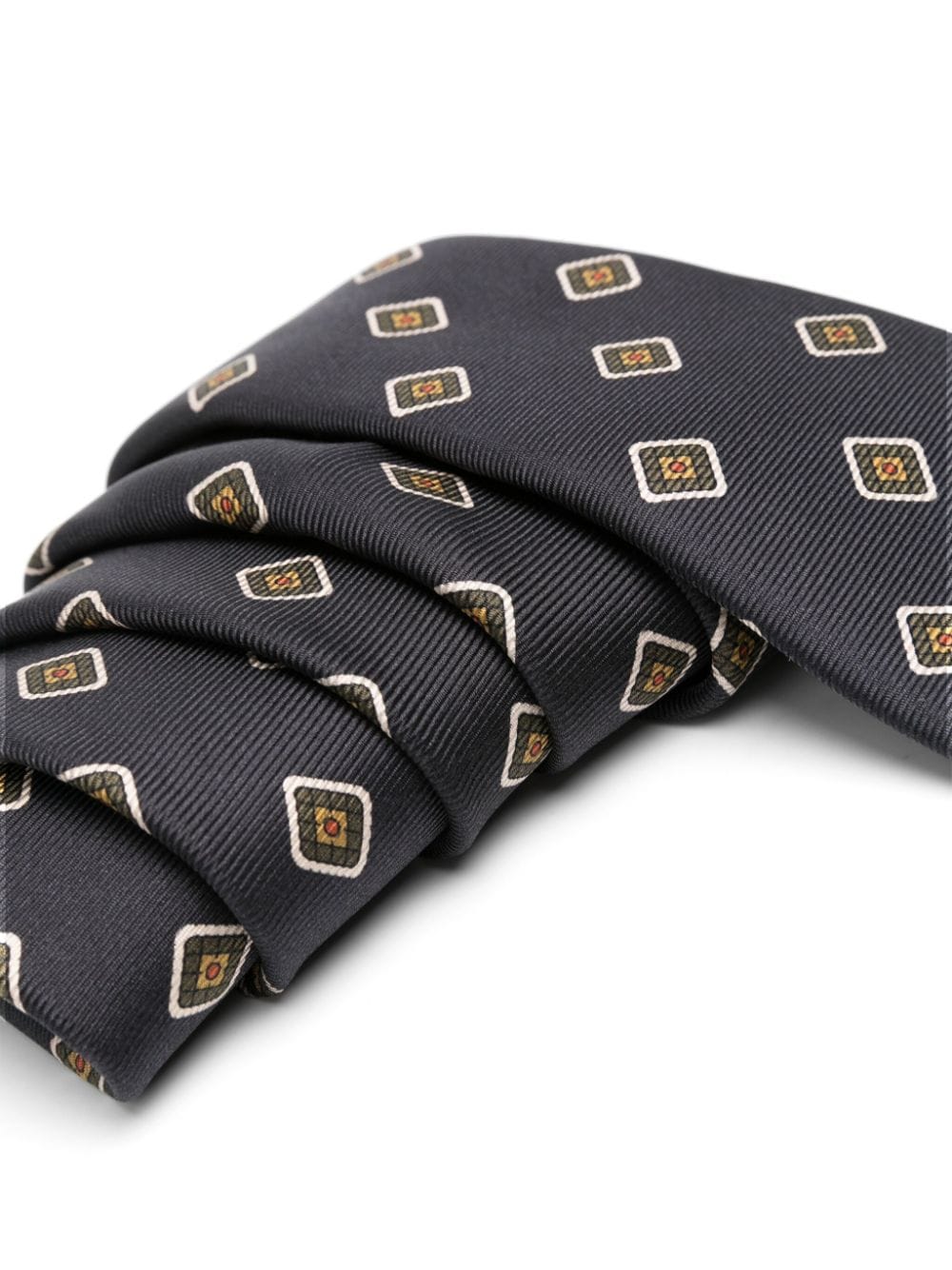 Kiton geometric-pattern tie - Zwart