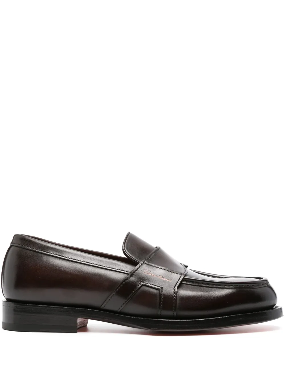 Santoni panelled leather loafers Brown