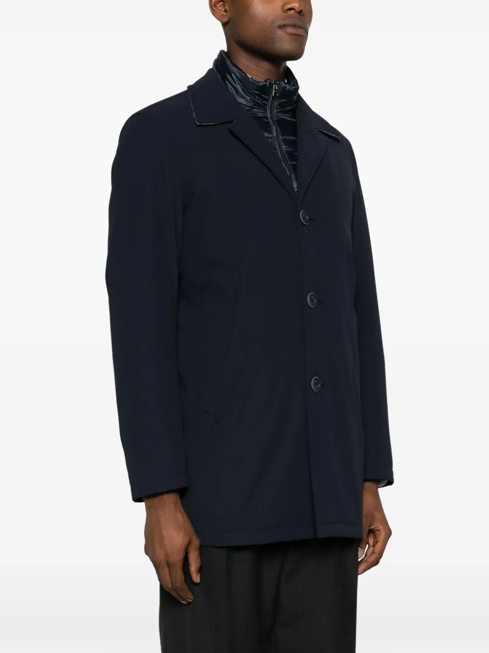 Shop Herno Double-layer Coat In Blue