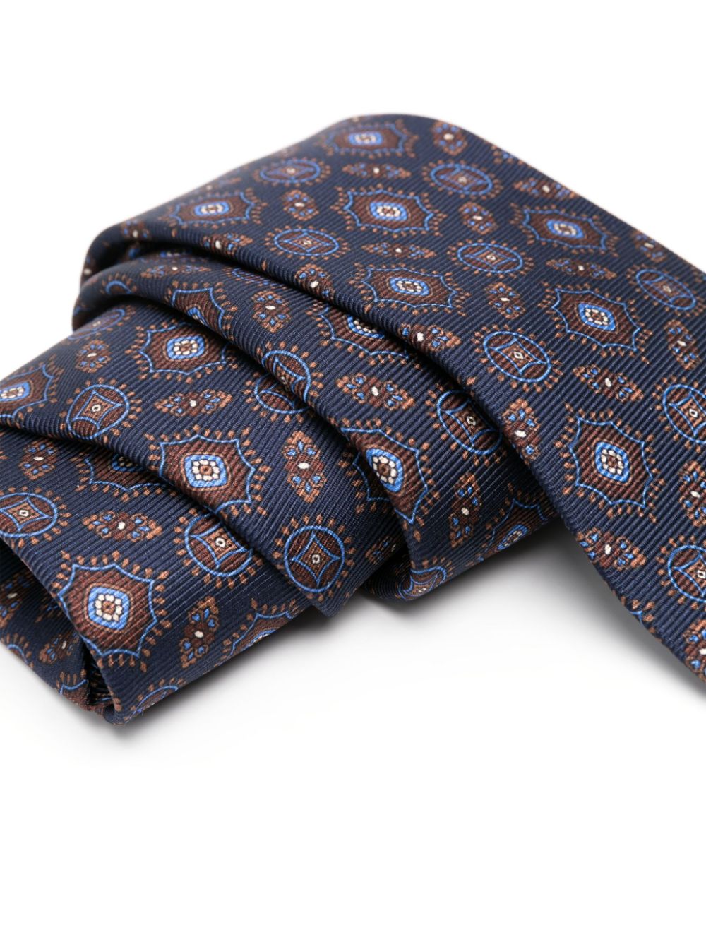 Kiton geometric-print tie - Blauw