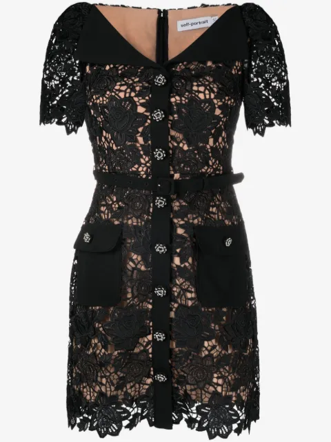 Self-Portrait guipure lace minidress