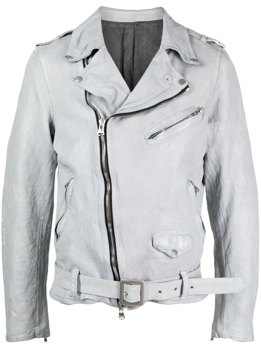 belted leather biker jacket