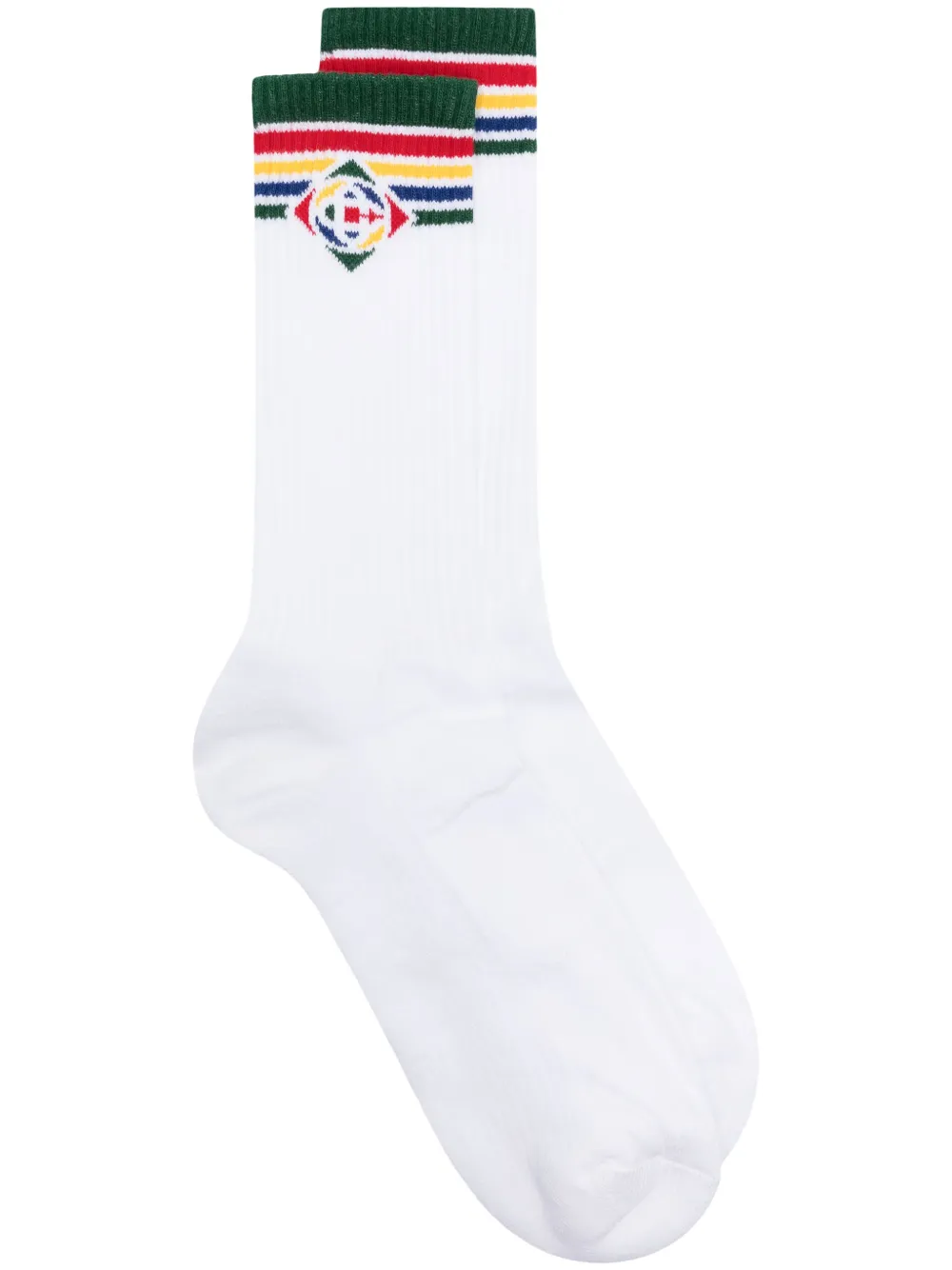 Casablanca logo-embroidered ribbed socks – White