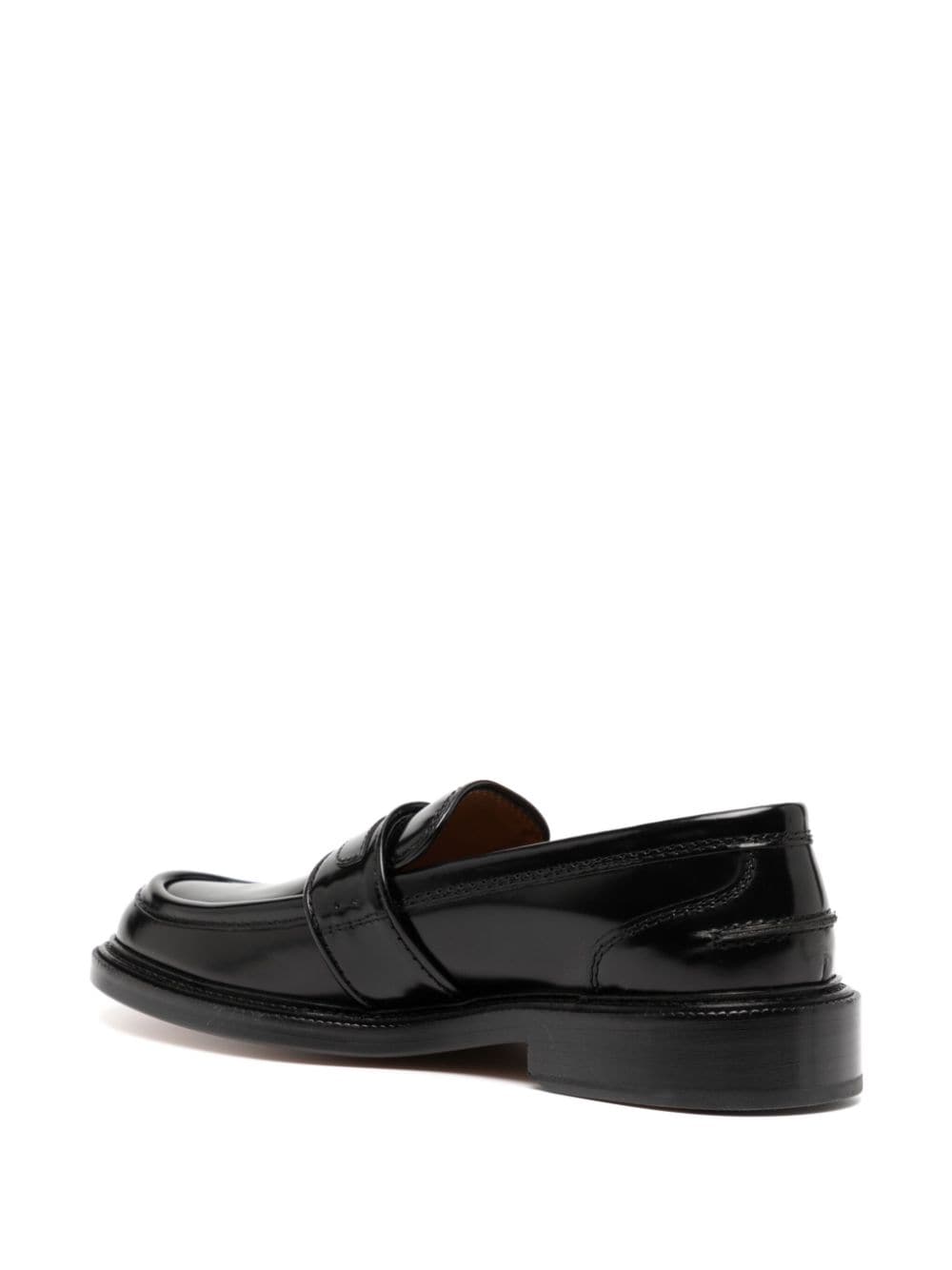 Shop Maison Kitsuné Logo-debossed Leather Loafers In Black