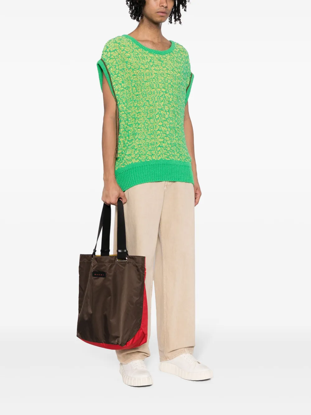 Marni Shopper met logo applicatie - Rood
