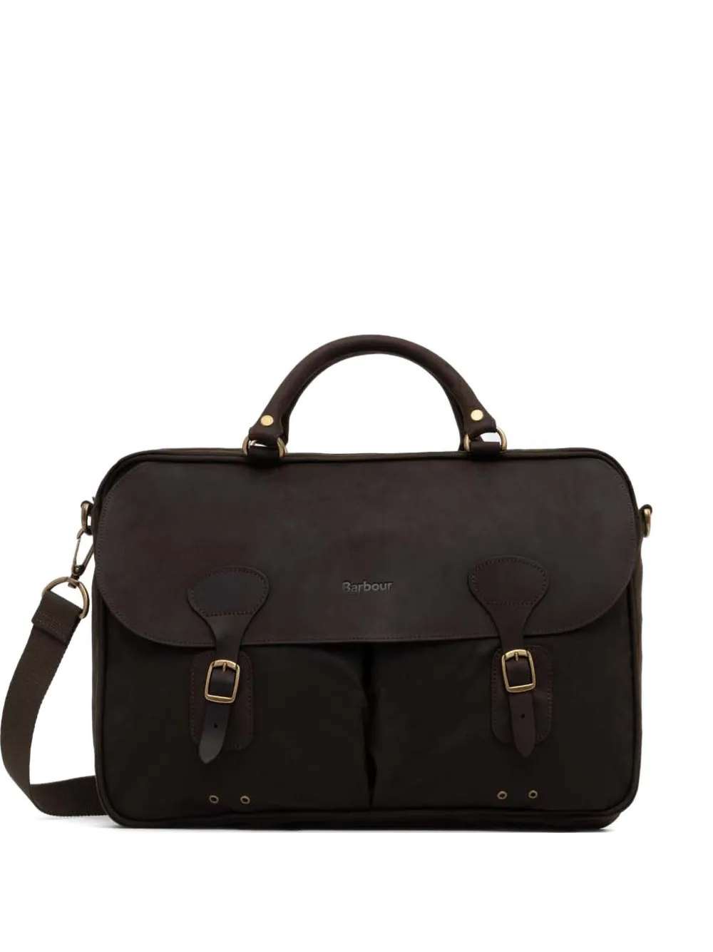 Barbour Waxed Cotton Briefcase In Brown