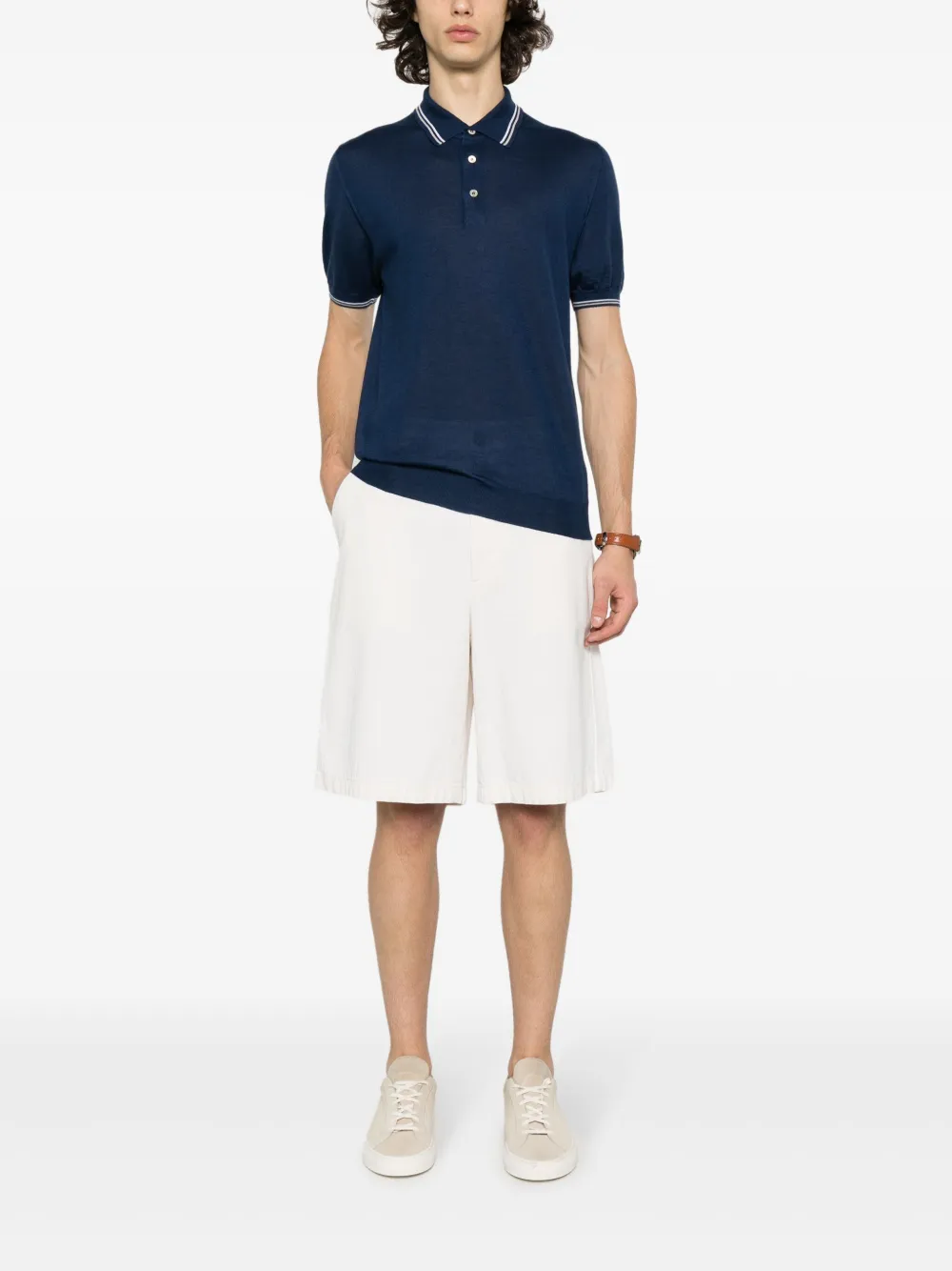 Fedeli Eton poloshirt Blauw