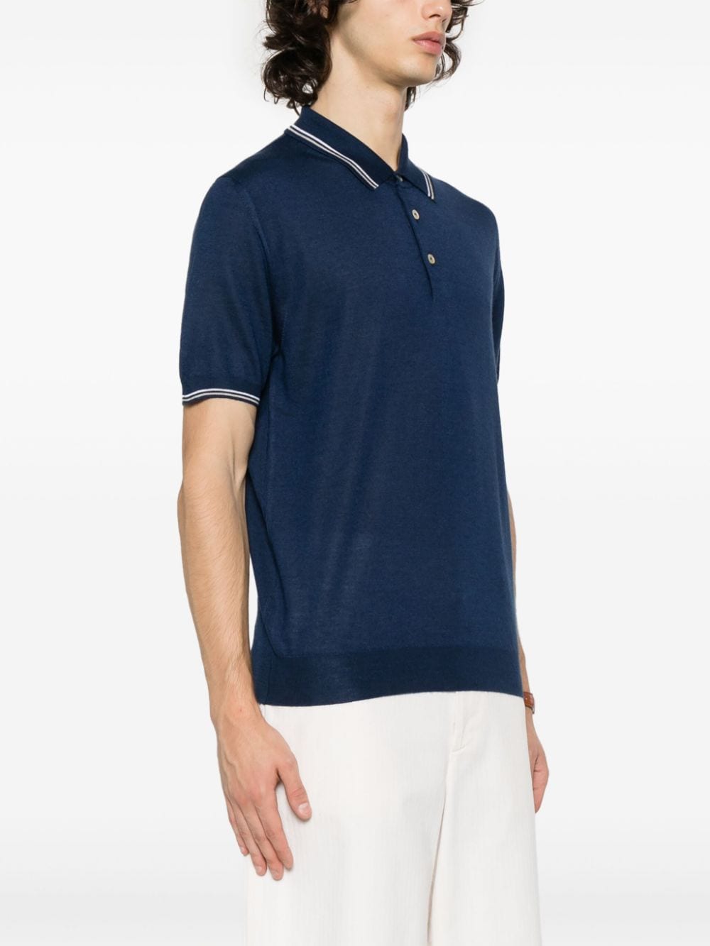 Shop Fedeli Eton Short-sleeve Polo Shirt In Blue