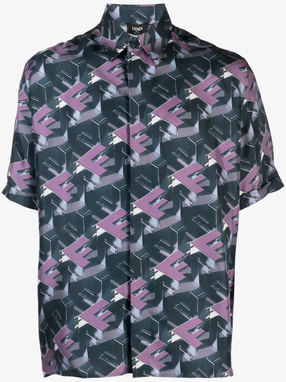 FENDI Fendi Block-print silk shirt | Purple | Image 1