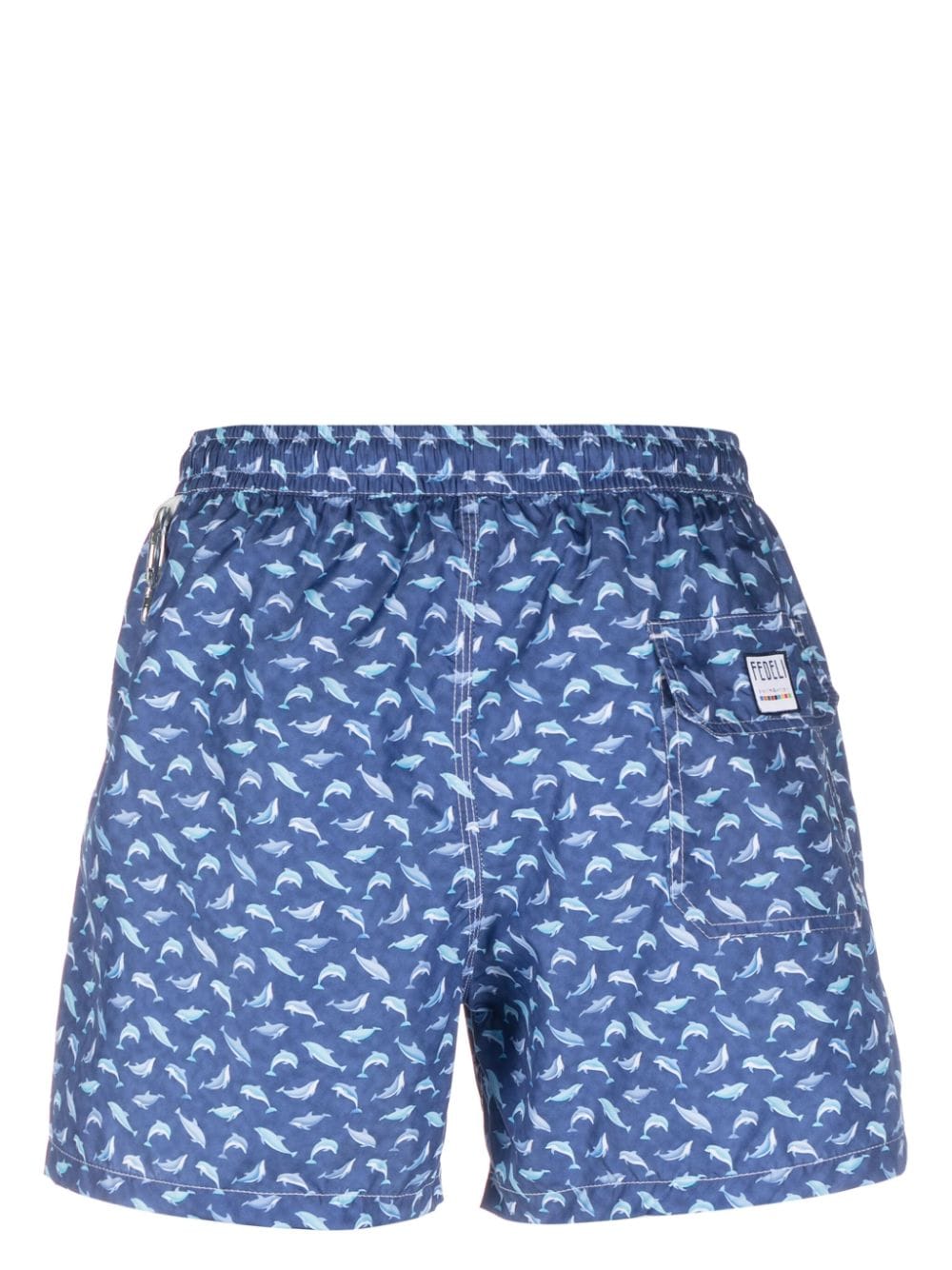 Shop Fedeli Madeira Dolphin-print Swim Shorts In Blue