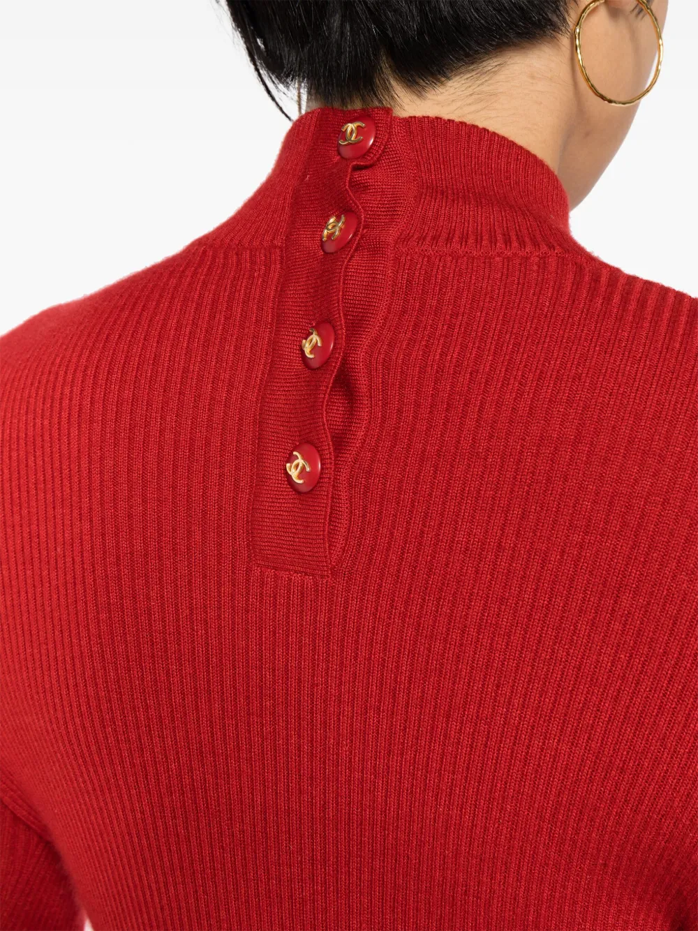 Pre-owned Chanel 1990s High-neck Cashmere Jumper In Red