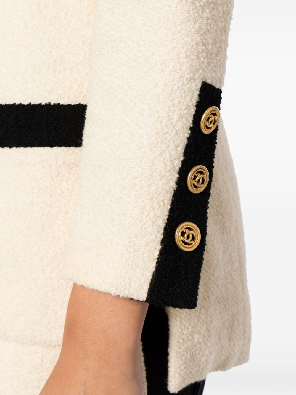 Pre-owned Chanel 单排扣羊毛西装夹克（1990年代典藏款） In White