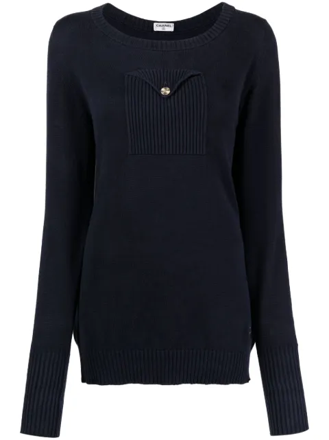 CHANEL 1990s flap-pocket cotton jumper Women