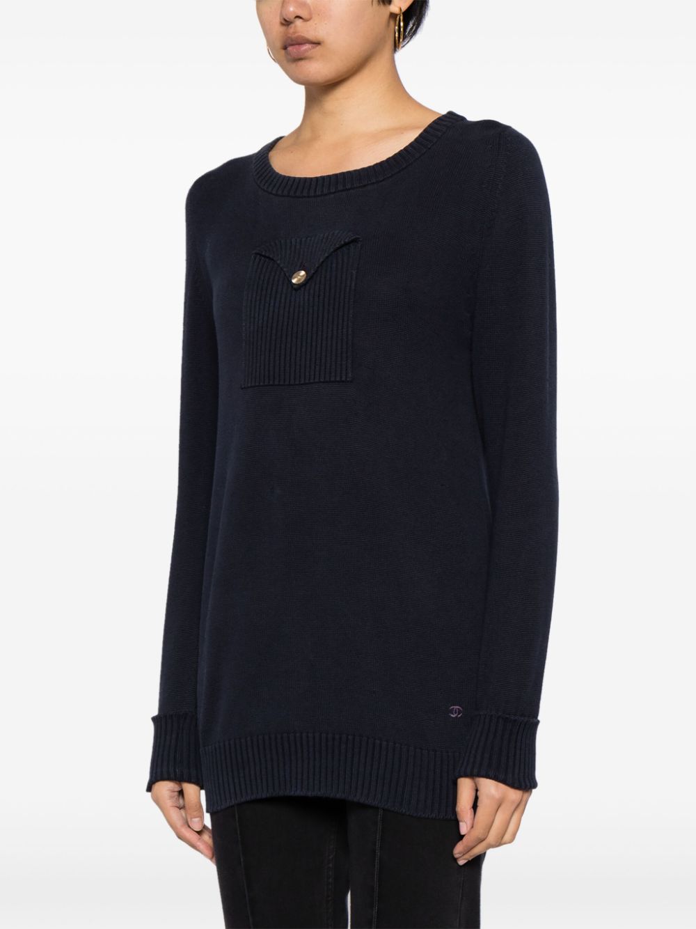 CHANEL 1990s flap-pocket cotton jumper Women