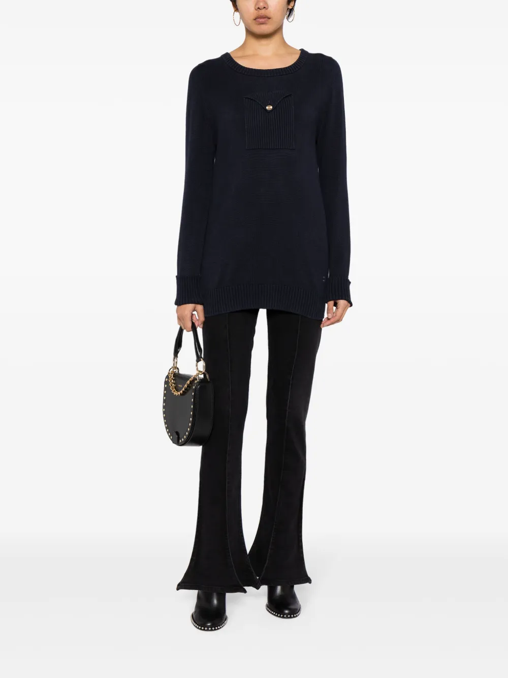 CHANEL Pre-Owned 1990s trui met klepzak - Blauw