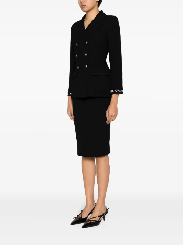 CHANEL Pre Owned 1995 Tweed Skirt Suit Black FARFETCH IE