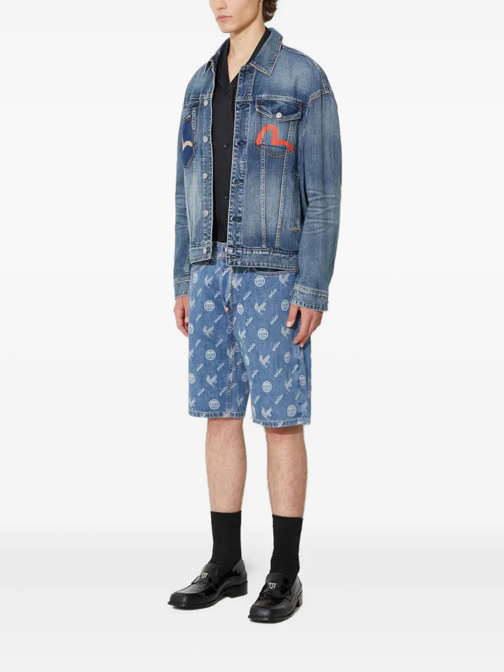 EVISU logo-plaque patterned shorts | Denim Shorts | Image 2