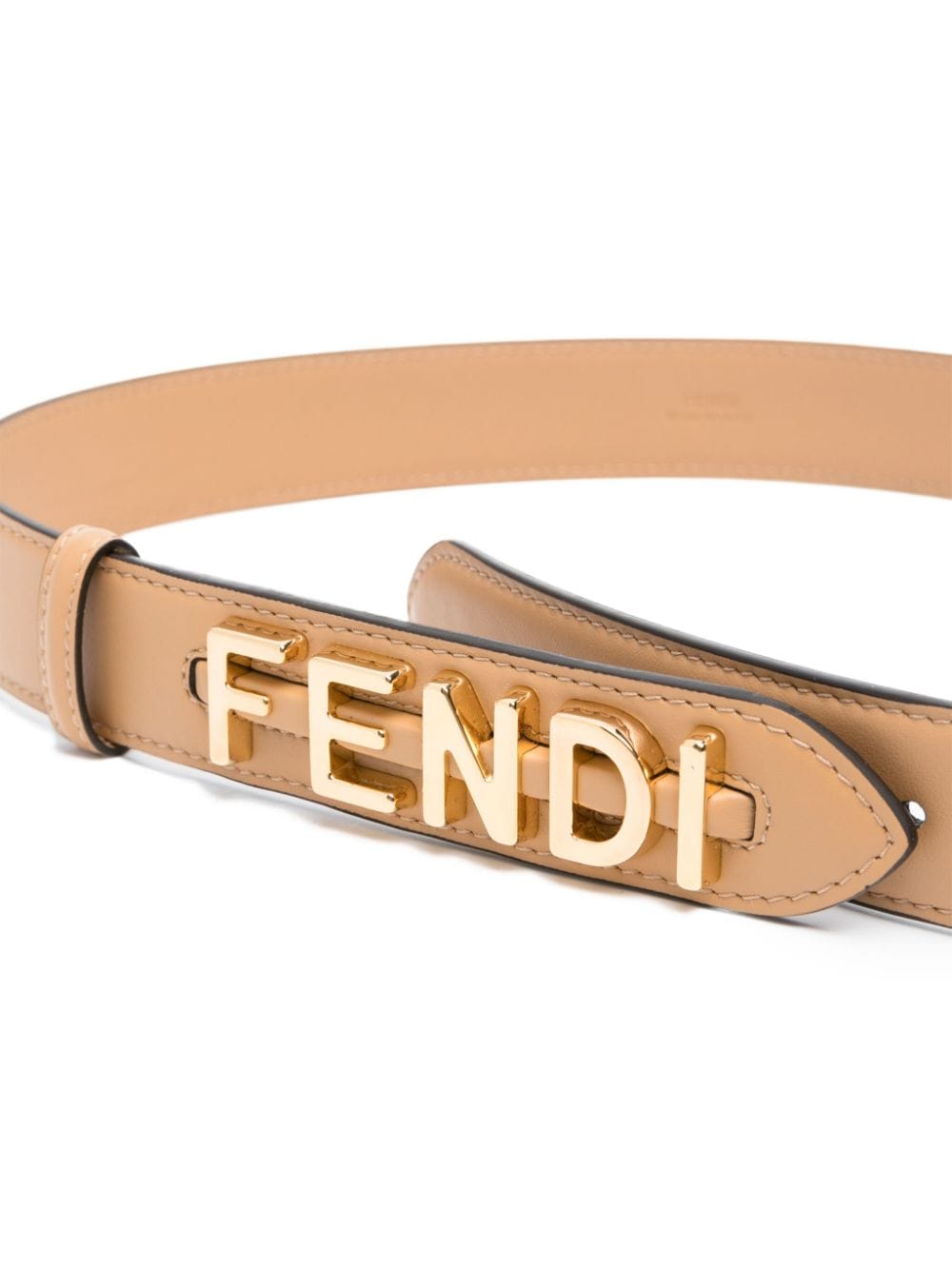 Shop Fendi Graphy Logo-plaque Leather Belt In Brown