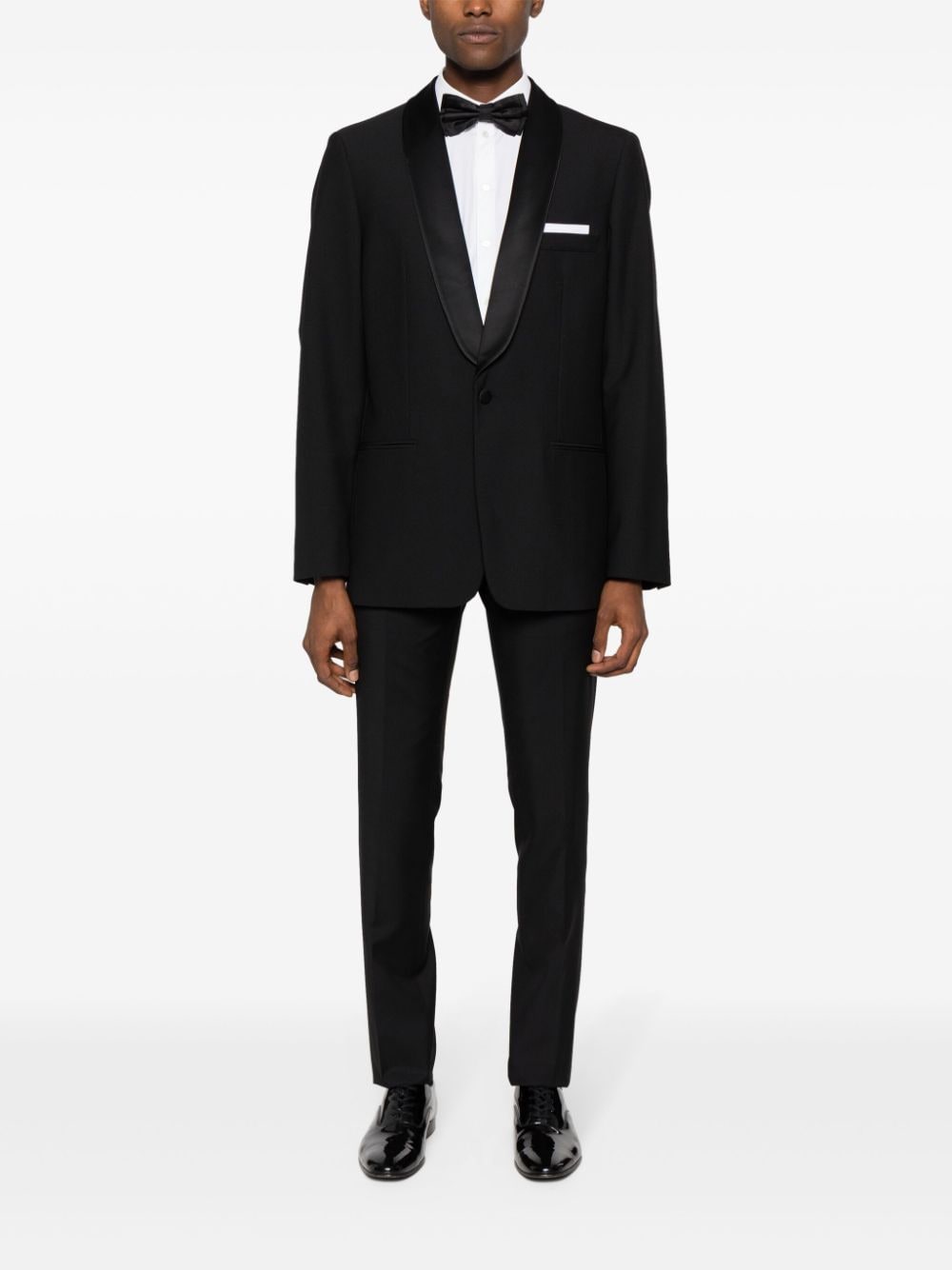 Shop Paul Smith Tailored Tapered-leg Wool Trousers In Black