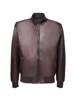 Zegna レザー ボンバージャケット | ブラウン | FARFETCH JP