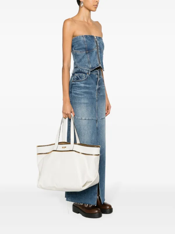 トートバッグ Moschino Structured Leather Handbag Moschino zip-detail Leather Tote Bag | White | FARFETCH CA