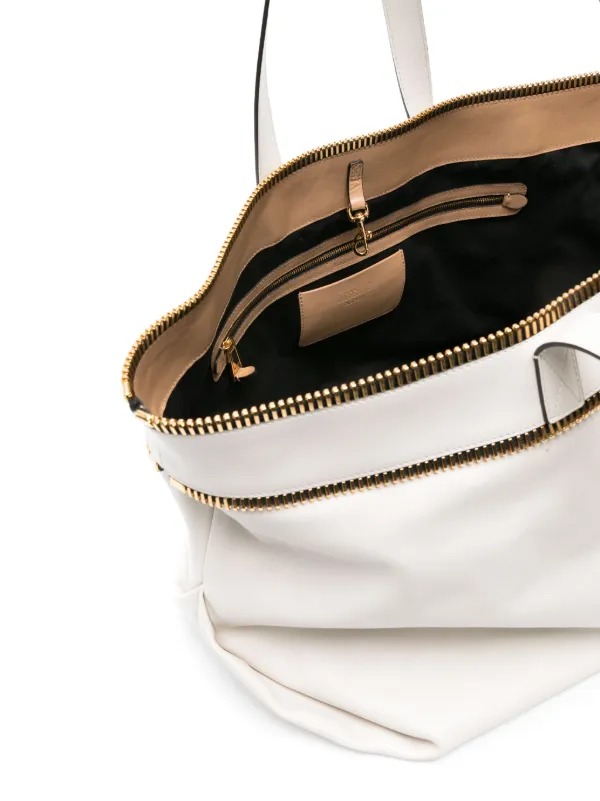 トートバッグ Moschino Structured Leather Handbag Moschino zip-detail Leather Tote Bag | White | FARFETCH CA