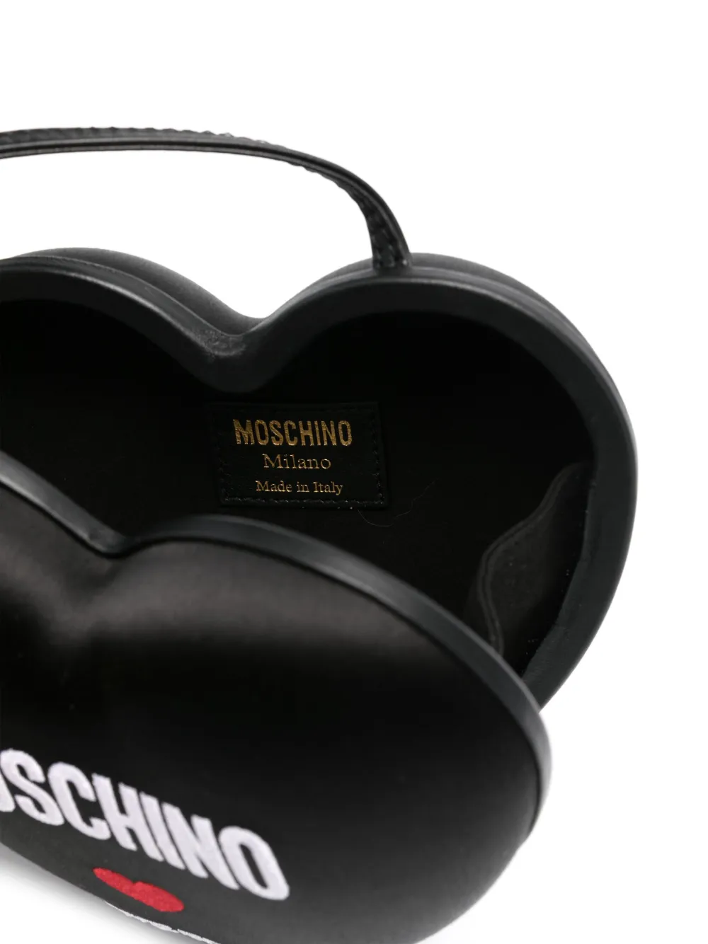 Shop Moschino Logo-embroidered Leather Shoulder Bag In Black