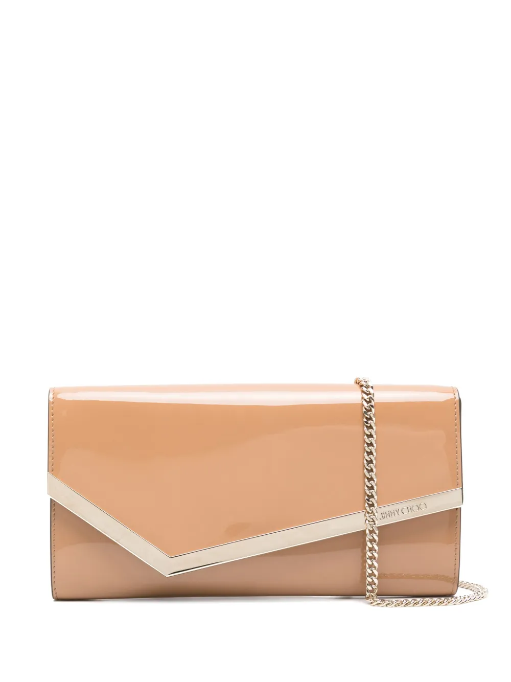 Jimmy Choo Emmie leather clutch bag Beige