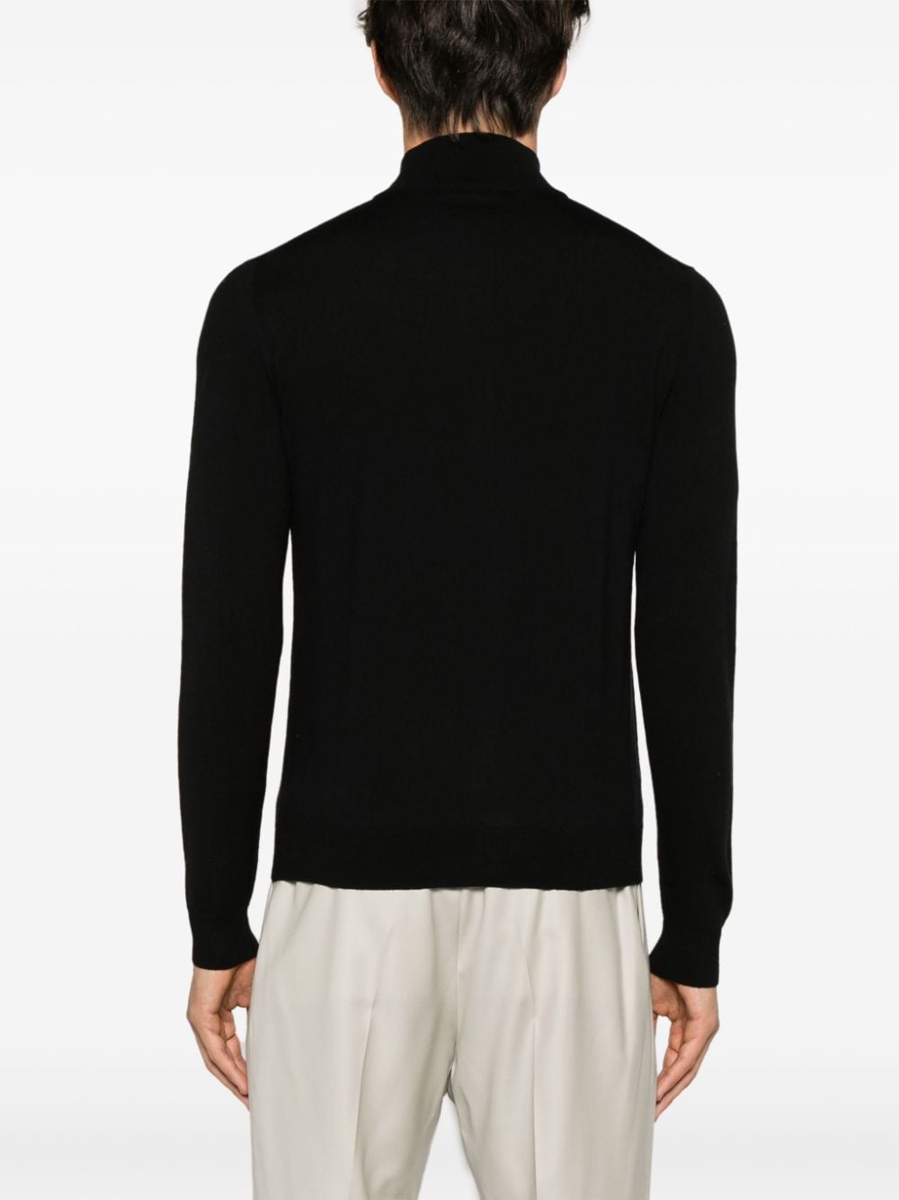 Shop Zanone High-neck Virgin Wool Jumper In Black