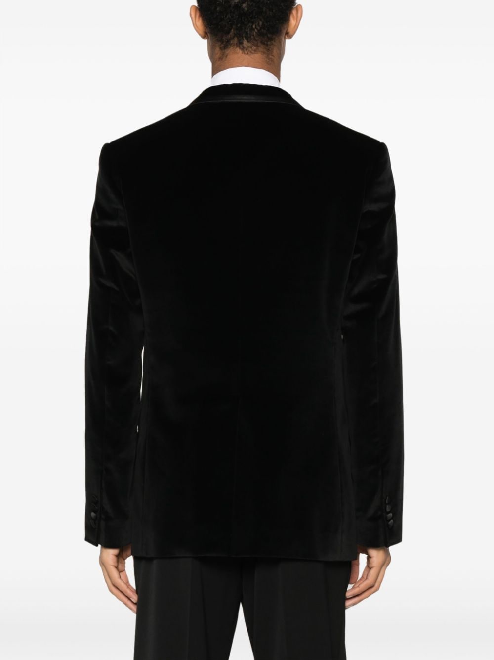Pre-owned Dolce & Gabbana 2000s Contrasting-trim Velvet-effect Blazer In Black