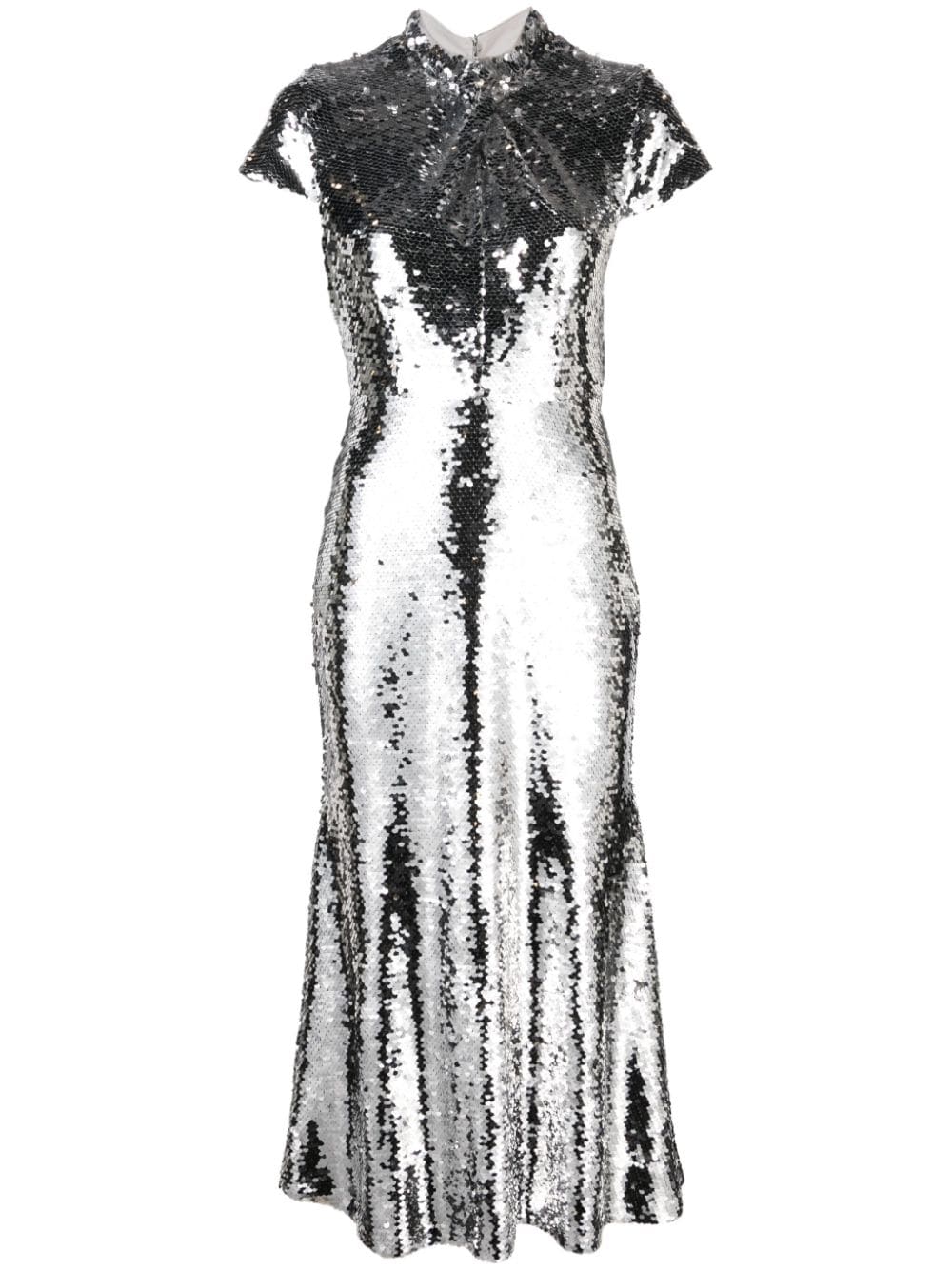 Self-portrait Womens Silver Twist Sequin-embellished Midi Dress