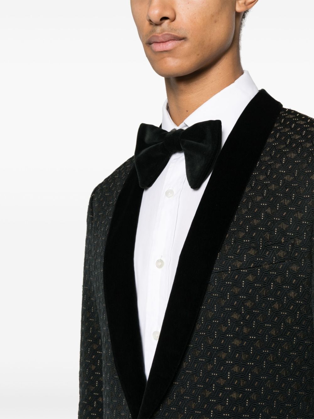 Pre-owned Dolce & Gabbana 2000s Shawl Lapels Jacquard Blazer In Black