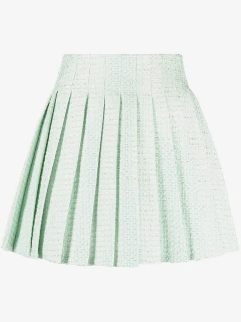 Self-Portrait tweed pleated mini skirt