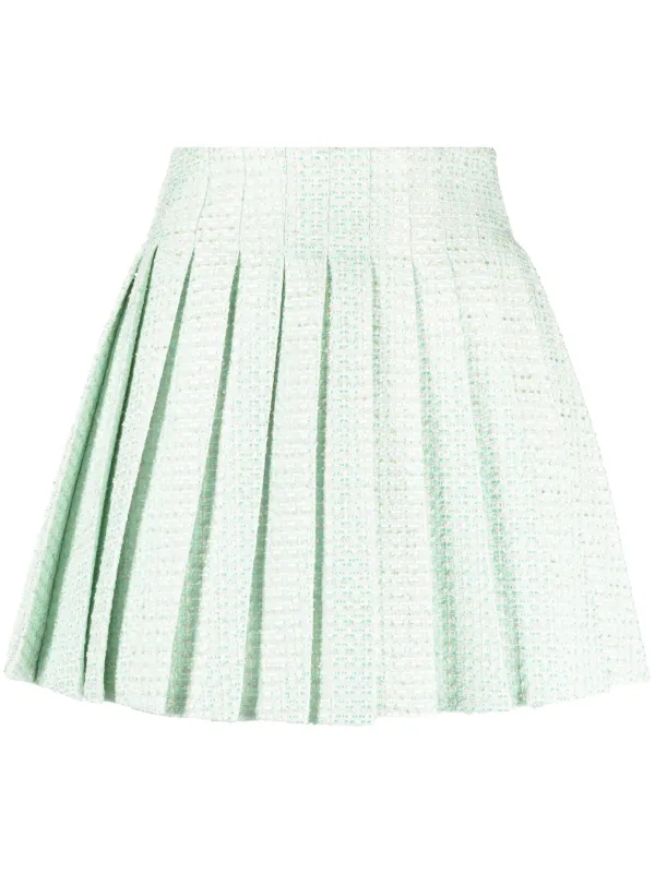 Tweed pleated 2024 mini skirt