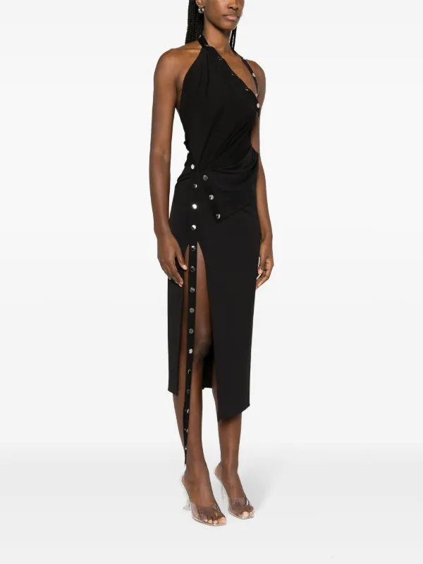 The Attico one-shoulder Asymmetric Midi Dress | Black | FARFETCH